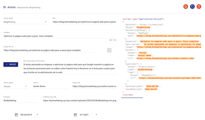 ejemplo datos estructurados